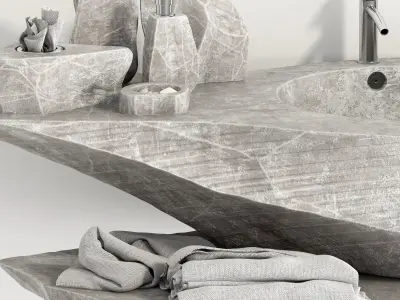 Washing stone bathroom 3D model