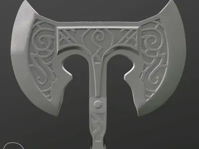 Medieval double-sided Ax Low-poly 3D model