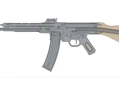 STG-44 gun with wooden handle 3D model
