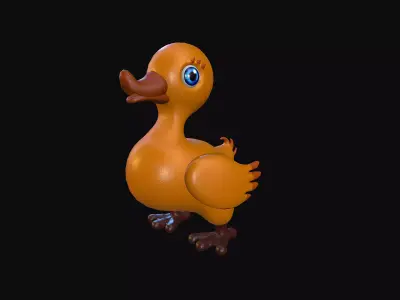 Duck-toy orange duck Low-poly 3D model