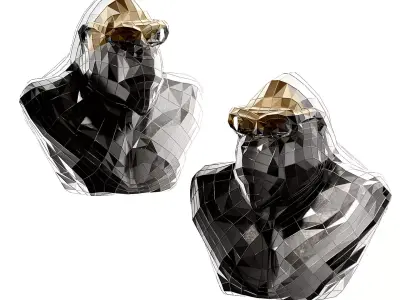 Modern cyberpunk orangutan bust sculpture ornament 3D model