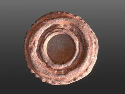 Antique Terracotta Pot with sculpted flowers mandala details 3D model