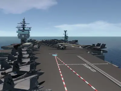 USS AIRCRAFT CARRIER 3D MODEL WITH and WITHOUT AIRCRAFT 3D model