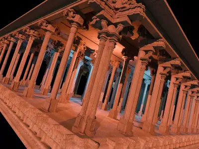 south indian Dravidian temple architecture 3D model