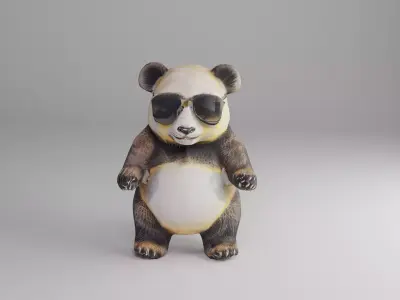 Stylish Panda With Glasses 3D model