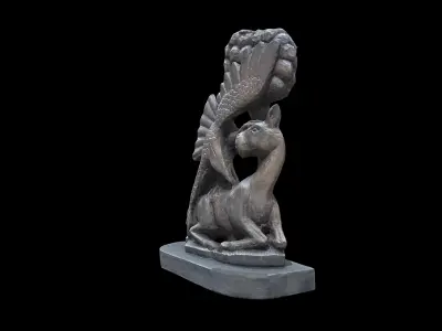 Eagle with Deer Fighting Low-poly 3D model