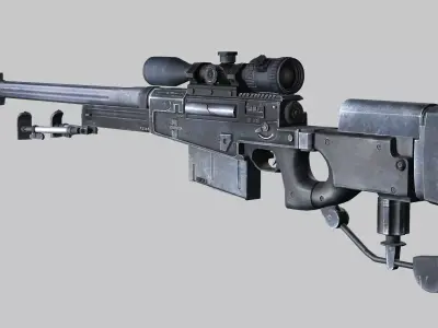 Sniper Denel 2NTW-20 Low-Poly 3D Model Low-poly 3D model