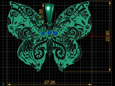 GOLDEN BUTTERFLY PENDANT 3D PRINTABLE MODEL 3D print model