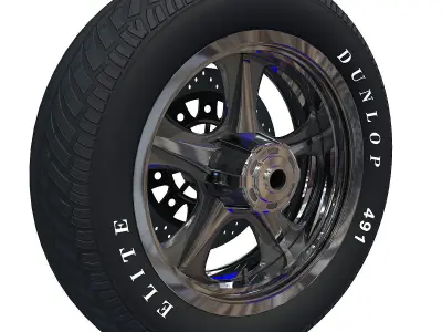 Black Motorcycle Tire 3D model