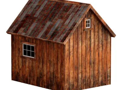 Wooden forest house construction barn gatehouse 3D model