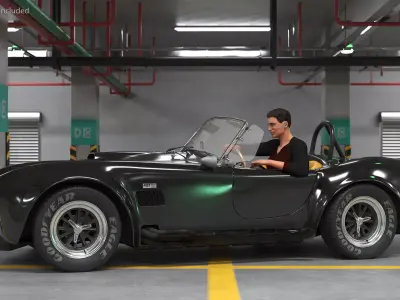Man Driving Shelby Cobra 1965 3D model