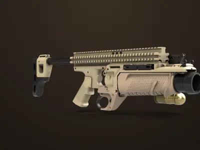 Grenade Launcher 05 Brown All PBR Unity UE Textures Low-poly 3D model