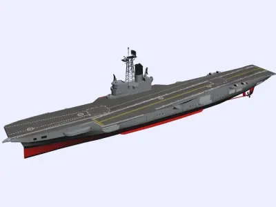 ARA 25 de Mayo Aircraft Carrier Low-poly 3D model