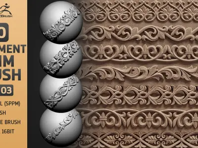 30 Ornament Trim Brush Ornament Library VOL 03 Low-poly 3D model