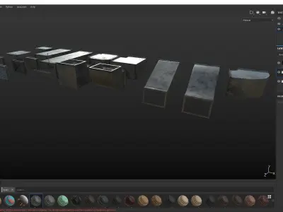 AirDucts set of metal boxes Low-poly 3D model