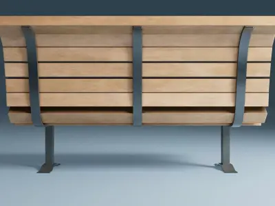 Wooden Street Park Bench 3D Model 02 3D model