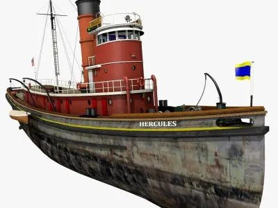 Hercules Tug Ship - 1907 Low-poly 3D model