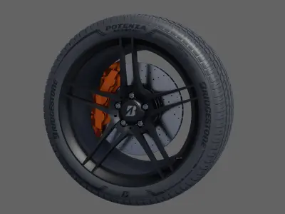 3d Wheel Model of Bridgestone Potenza RE980AS PLUS Low-poly 3D model