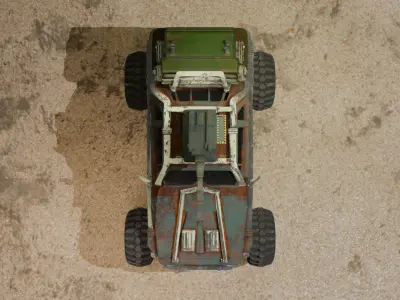 Stylized Wasteland Battle Car Low-poly 3D model
