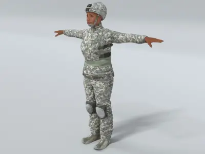 laos Black Female Soldier Low-poly 3D model