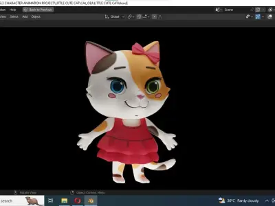 LITTLE CUTE CARTOON CAT 3D MODEL Low-poly 3D model