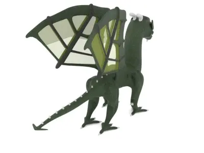 ugly midget green dragon Low-poly 3D model