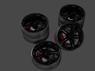  car sport wheels Free low-poly 3D model