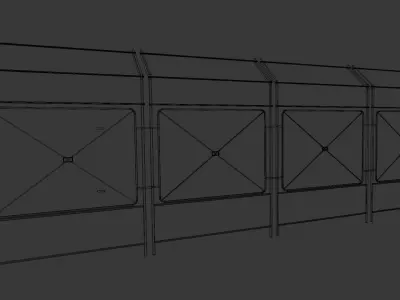 Iron Fence 3D Model Low-poly 3D model