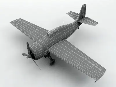 Grumman FM-2 Wildcat Aircraft Low-poly 3D model