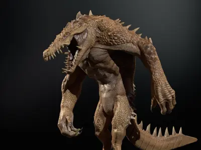 MutantCrocodile crocodile creature Low-poly 3D model