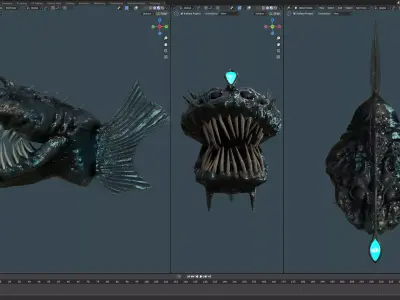 Angler Deep Sea Fish  Low-poly 3D model