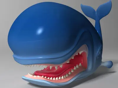 Monstro Cartoon Whale Rigged Low-poly 3D model
