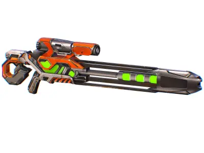 LowPoly Cartoon Sci-Fi Sniper Rifle Futurre Low-poly 3D model