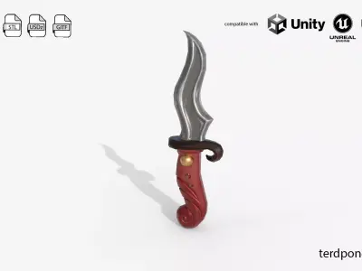 Stylized Fantasy Dagger - Low Poly Game Ready Sword Low-poly 3D model