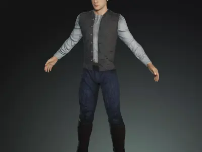 Napoleonic civilian 1812 Low-poly 3D model