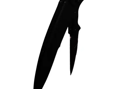 Black Engraved Folding Tactical Knife 3D model