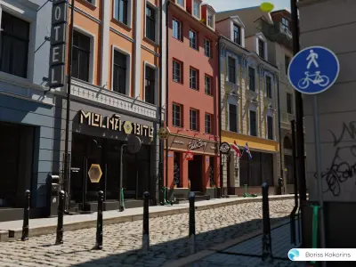 Old Riga Building 3D models set Low-poly 3D model