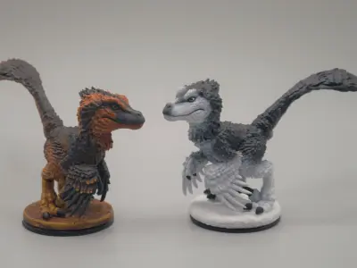 Chibi feathered velociraptor STL for printing 3D model