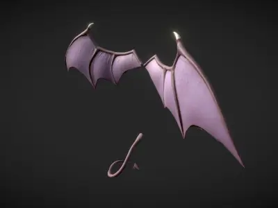 Demon Wings and Tail Low-Poly Low-poly 3D model