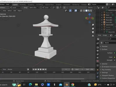TOWNLIGHT WITH STONE TEXTURED Free 3D model
