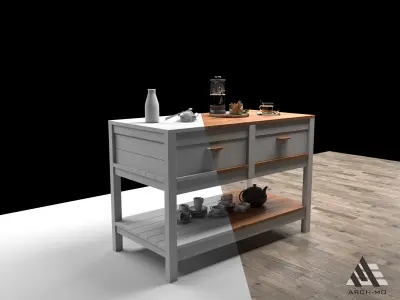 Coffee corner 04- furniture Free low-poly 3D model