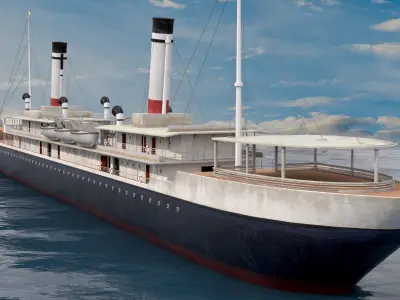 Steamship Low-poly 3D model