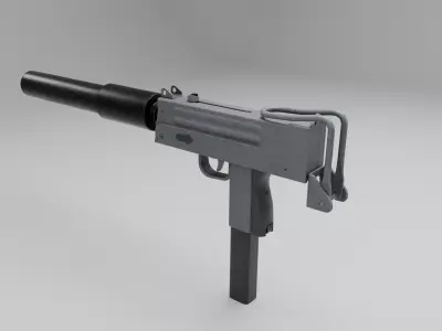 Mac 10 Low Poly 3D Model Low-poly 3D model