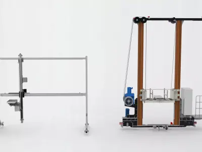Stacking-machine-assembly metal frame with machine 3D model