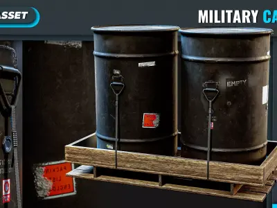 Military Cartridge Barrel Cargo Low-poly 3D model