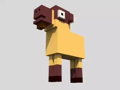 Voxel Goat Low-poly 3D model