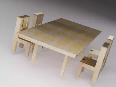 Table and Chairs 3D Model Low-poly 3D model