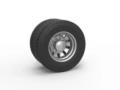 Rear custom wheel of semi truck Version 21 Scale 1 to 25 3D print model