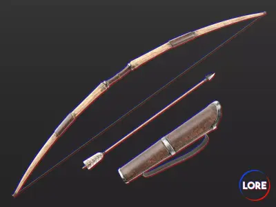 Medieval Knightly Weapon Bow and Arrow Low-poly 3D model