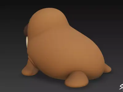 Cartoon Plush Walru Low-poly 3D model